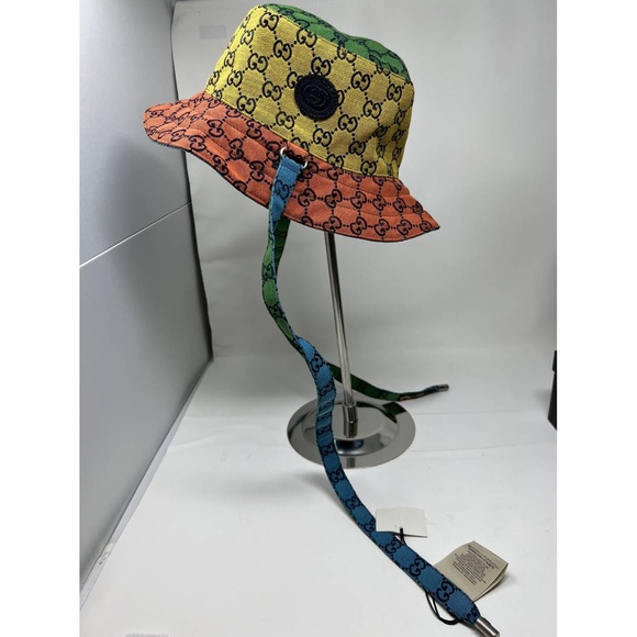 New Gucci GG hat Reversible canvas bucket straps hat with Interlocking G - Picture 4 of 11
